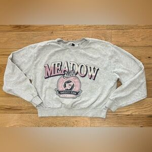 H&M Divided Gray Cropped Graphic Sweatshirt Women’s Size Small